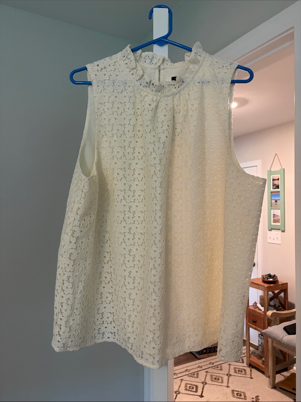 Sleeveless Lace Shell Top - Cream